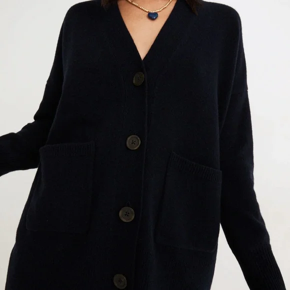 Madewell (Re)sourced Cashmere Oversized Cardigan Sweater Midnight Blue Size XL - Picture 7 of 14